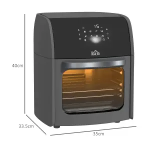 HOMCOM 12L Air Fryer Oven with 8 Preset Modes Rapid Air Circulation 1800W Grey