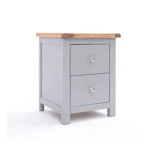 Mirano 2 Drawer Bedside Table Chrome Knob