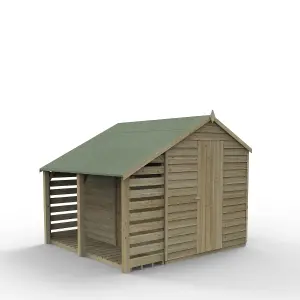 Forest Garden Overlap 8x6 ft Apex Wooden Pressure treated Shed with floor & 2 windows