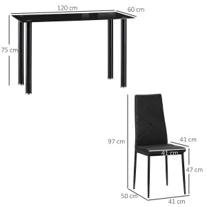 HOMCOM Dining Table Set for 4, Modern Kitchen Table and Chairs with Padded Seat