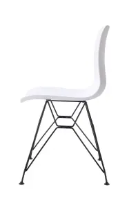 Set of 4pcs  textured white dining chairs with creative metal legs