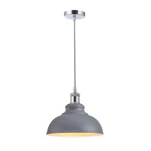 Innoteck Retro Industrial Dome shape Pendant Lampshade - Grey & Inner White