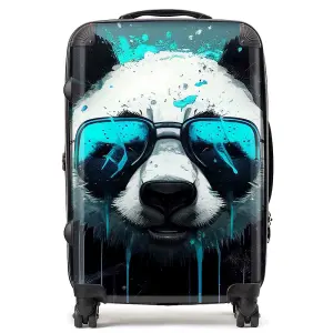 Panda With Blue Glasses Splashart Suitcase - Medium