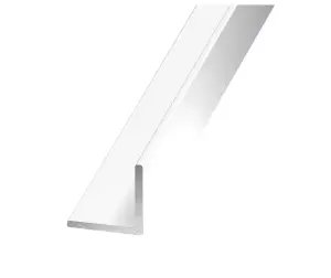 CQFD White Painted Aluminium Equal L-shaped Angle profile, (L)2m (W)20mm (D)20mm (T)1.5mm