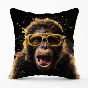 Splashart Monkey Face With Yellow Glasses Cushions 60cm x 60cm