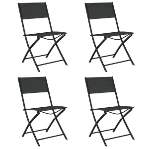 Berkfield Folding Outdoor Chairs 4 pcs Black Steel and Textilene