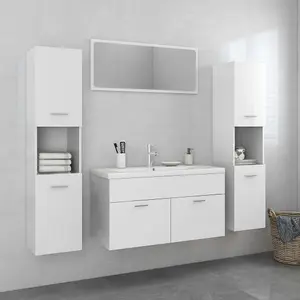 Berkfield Bathroom Furniture Set High Gloss White Engineered Wood