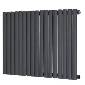 Right Radiators 600x1003mm Horizontal Single Oval Column Designer Radiator Anthracite