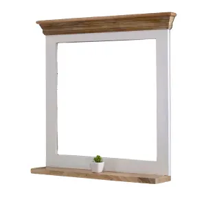 Breo Solid Mango Wood Wall Mirror White