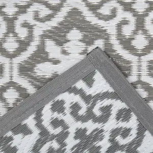 Charles Bentley Tile Motif Waterproof Indoor/Outdoor Rug Grey Mat 170x120cm