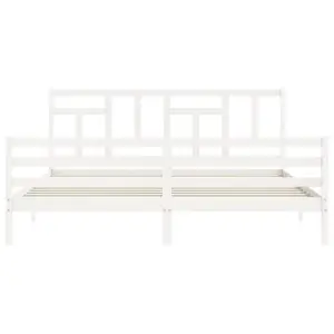 Berkfield Bed Frame with Headboard White 200x200 cm Solid Wood