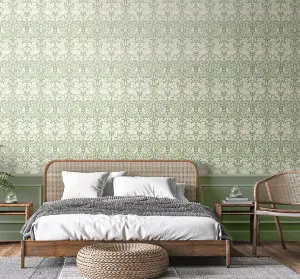 Hoopla Walls Forest Rabbit Sage Green Smooth Matt Wallpaper