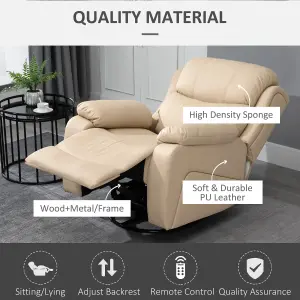 HOMCOM Massage Recliner Chair Manual Reclining Chair with Footrest Remote Beige