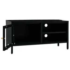 vidaXL TV Cabinet Black 90x30x44 cm Steel and Glass