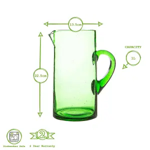 Nicola Spring - Merzouga Recycled Glass Tumblers with Jug - Green