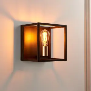 York Matt Bronze effect Wired Wall light