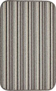 Dandy by William Armes, Ios Stripe Indoor Washable Rug, Silver, 80 x 50