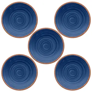 Purely Home Rustic Swirl Indigo Melamine Side Plates - Set of 5