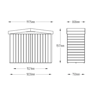 Forest Garden Natural timber Shiplap Apex Garden storage 6x3 ft 1520mm 1980mm