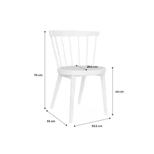 sweeek. Pair of wood and cane dining chairs Nora White 54x54x76.5 cm