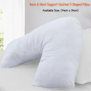 Quilted V Shaped Pillow Orthopedic Head Back Neck Nursing Pregnancy Support V Shape Cushion 74x34cm