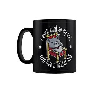 Grindstore I Work Hard So My Cat Can Live A Better Life Mug Black (One Size)