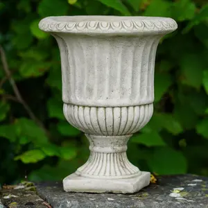 Victorian Stone Urn Fluted Outdoor British Made Garden Ornament Planter