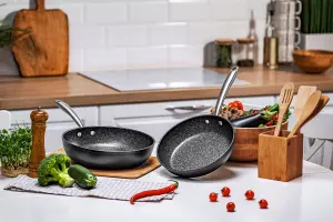 Prestige Scratch Guard Black Round Aluminium Induction Suitable Non-Stick Stir-Fry Pan 29cm