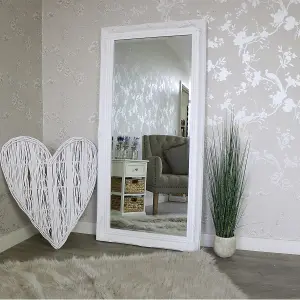 Melody Maison Extra Large White Ornate Wall/Floor Mirror 158cm x 78cm