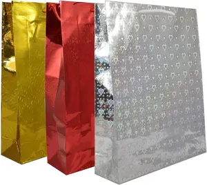 12 Assorted Colours Holographic Gift Bags Small Size Christmas Birthday Wedding Favour Present Bags All Occasions