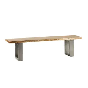 Hommoo Industrial Wood And Metal Medium Dining Bench