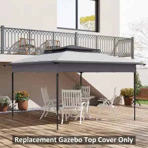 Outsunny 3.25mx3.25m 2-Tier Gazebo Cover Replacement, 30+ UV Protection, Grey