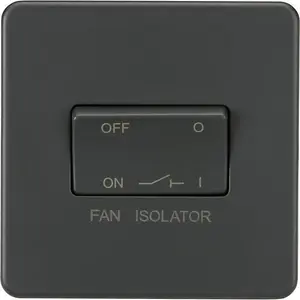 Knightsbridge Screwless Fan Isolator Switch 3 Pole 1 Gang 10AX Anthracite - SF1100AT