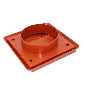 Kair Terracotta Gravity Grille 155mm External Dimension Ducting Air Vent with 100mm - 4 inch Round Rear Spigot and Shutters