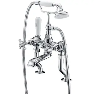 Georgina Traditional Chrome Deck Mounted Bath Shower Mixer Tap with Handset