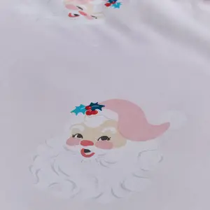 Catherine Lansfield Vintage Christmas Santa Reversible King Duvet Cover Set with Pillowcases Pink