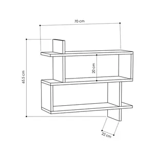 Argonaut Modern Wall-Mounted 2-Tier Floating Bookshelf White