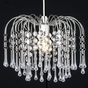 Teardrop Acrylic Crystal Pendant Ceiling Light Shade Chrome Finish