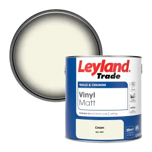 Leyland Trade Vinyl Matt Walls & Ceilings Emulsion Paint Cream (RAL 9001) 2.5L