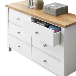 Astbury 6 Drawer Bedroom Cabinet Chest of Drawers White and Oak