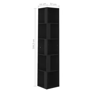 Berkfield Corner Cabinet Black 33x33x164.5 cm Engineered Wood