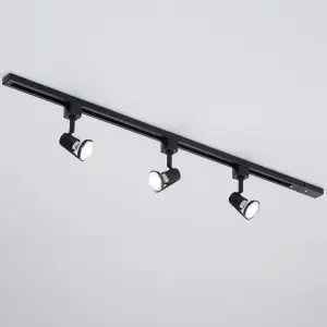 Litecraft Harlem Black 3 Head 1m Straight Kitchen Ceiling Light with LED Bulbs