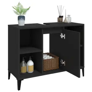 Berkfield Sink Cabinet Black 80x33x60 cm Engineered Wood