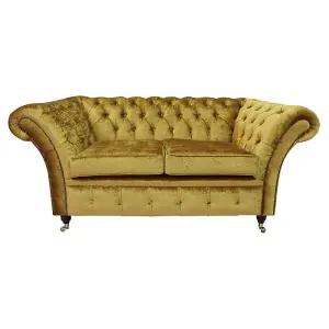 Chesterfield 2 Seater Boutique Gold Crush Velvet Sofa In Balmoral Style