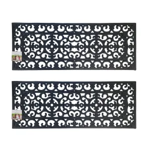 simpa Heavy Duty Rubber Door Mat - Set of 2 Large Mat 120cm (L) x 45cm (W). Wrought Iron Style Design.