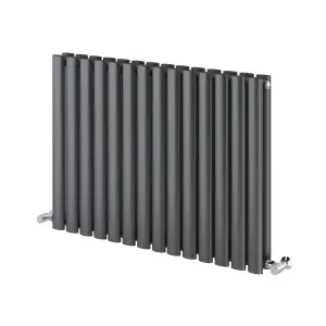 Kensington Grey Double Horizontal Radiator - 600x820mm