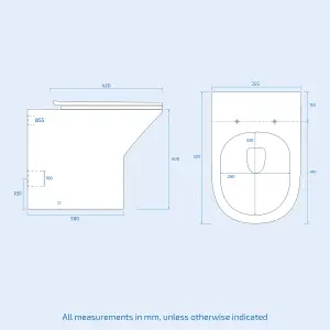 Nes Home Matson Modern Round Back to Wall Toilet with Soft Close Seat White