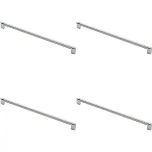 4x Multi Section Straight Pull Handle 448mm Centres Satin Nickel Polished Chrome