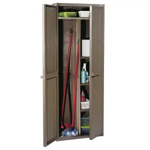 Berkfield Garden Storage Cabinet Brown 65x45x172 cm PP Wood Look