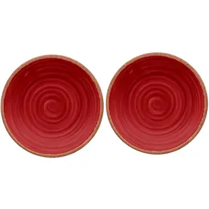 Purely Home Rustic Swirl Red Melamine Side/Salad Plates - Set of 2